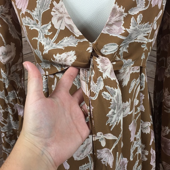 Flynn Skye Floral Front Tie Long Sleeve Mini Dress - Picture 4 of 8